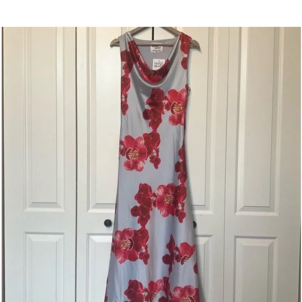 Paper Heart Elegant Floral Maxi Dress - Red andbaby blue